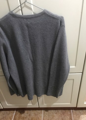 Gri erkek Yün Triko Sweatshirt - Görsel 3