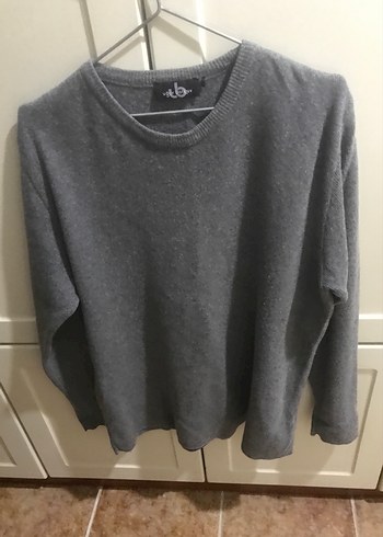 Gri erkek Yün Triko Sweatshirt - Görsel 2