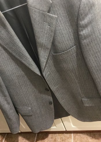 Gri Erkek Takım Elbise Ceket, Düğmeli, Normal Boy - Görsel 5