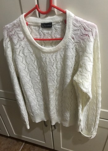 Kadın Beyaz Örgü Salaş Kazak - Görsel 2