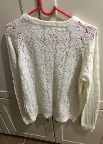 Kadın Beyaz Örgü Salaş Kazak - Görsel 3