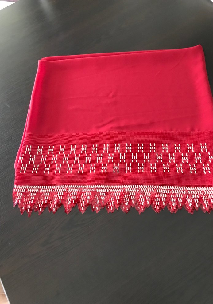 Kırmızı tel kırma Mevlüt örtüsü - Görsel 3