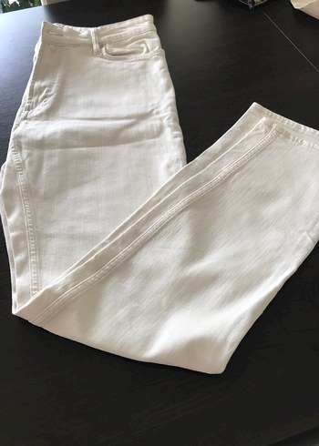 Mango Minimal Beyaz Duz Paca Pantolon