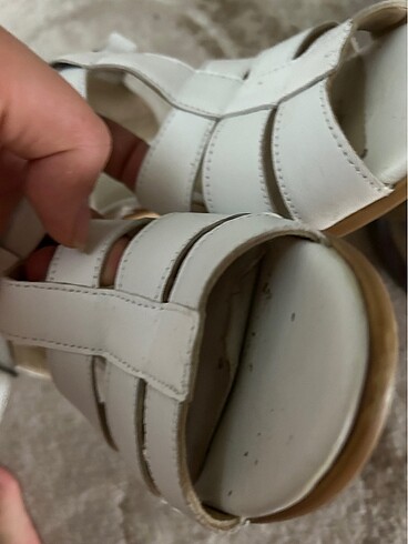 38 Beden beyaz Renk Beyaz deri sandalet