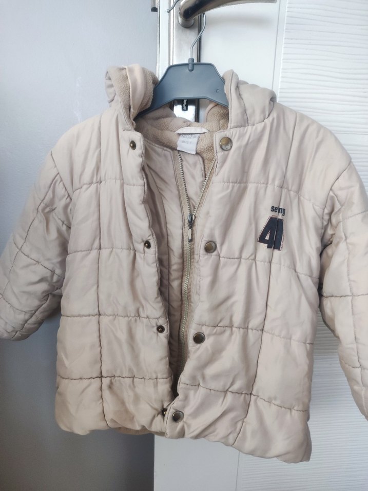 Bej Düğmeli Erkek Çocuk Mont - Görsel 2