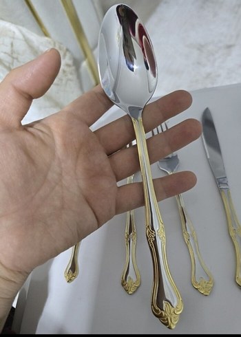 Beden gold Osmanlı desenli kaşık çatal takımı