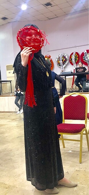 Siyah Pul payetli kaliteli abiye