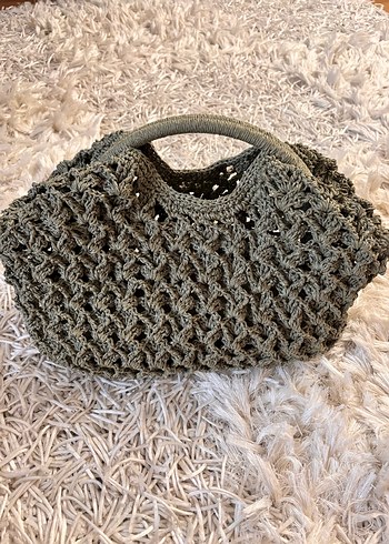  Beden haki Renk Kâğıt İpten Clutch Çanta