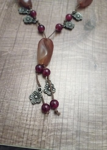 Accessorize Bordo Boncuklu Bohem kısa Kolye