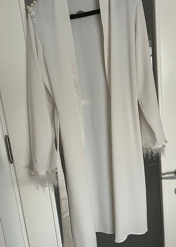Uzun Kollu Kadın Beyaz lohusa elbisesi - Görsel 4