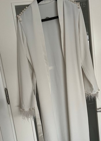 Uzun Kollu Kadın Beyaz lohusa elbisesi - Görsel 5