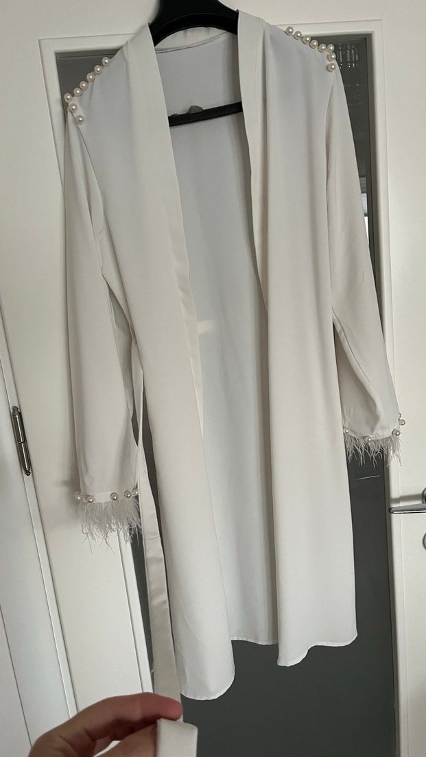 Uzun Kollu Kadın Beyaz lohusa elbisesi - Görsel 4