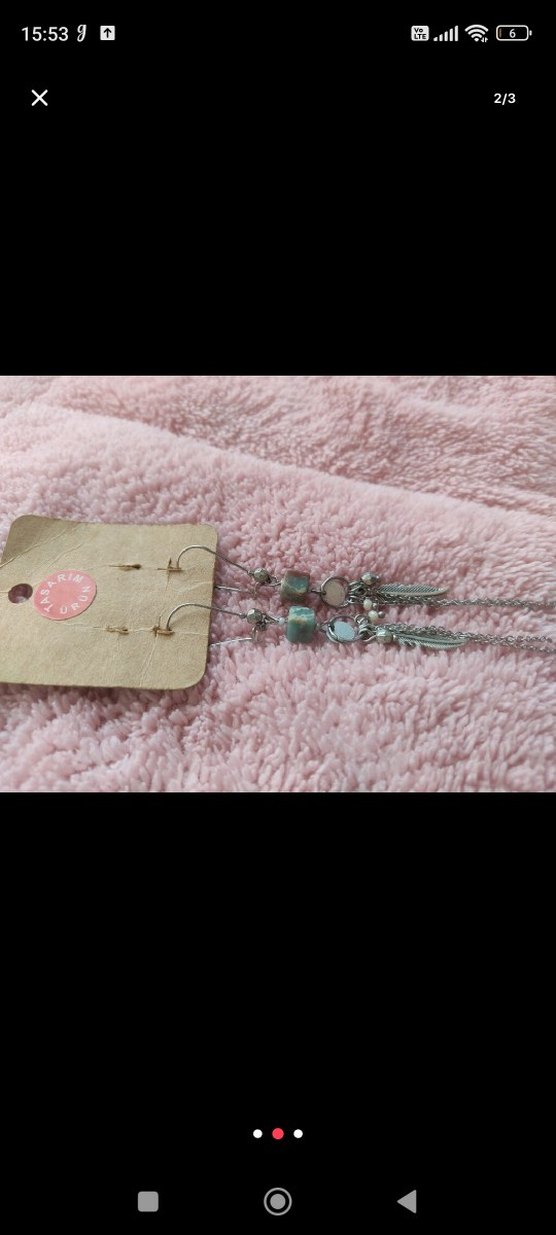 Bohem Tarz Turkuaz Boncuklu Küpe - Görsel 2