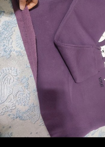 Mor Kapüşonlu Kadın Sweatshirt - Görsel 3