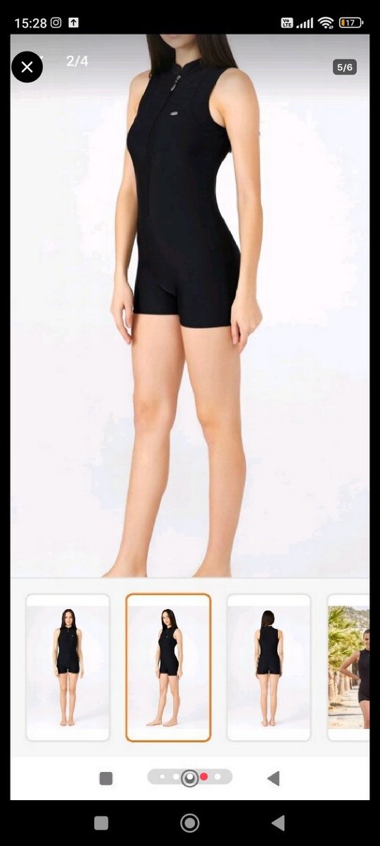 Siyah Yüksek Yakalı Kolsuz Kadın şortlu mayo - Görsel 5