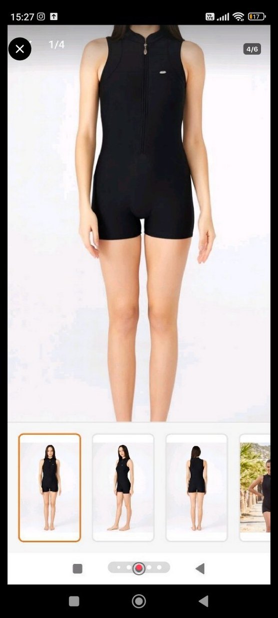 Siyah Yüksek Yakalı Kolsuz Kadın şortlu mayo - Görsel 4