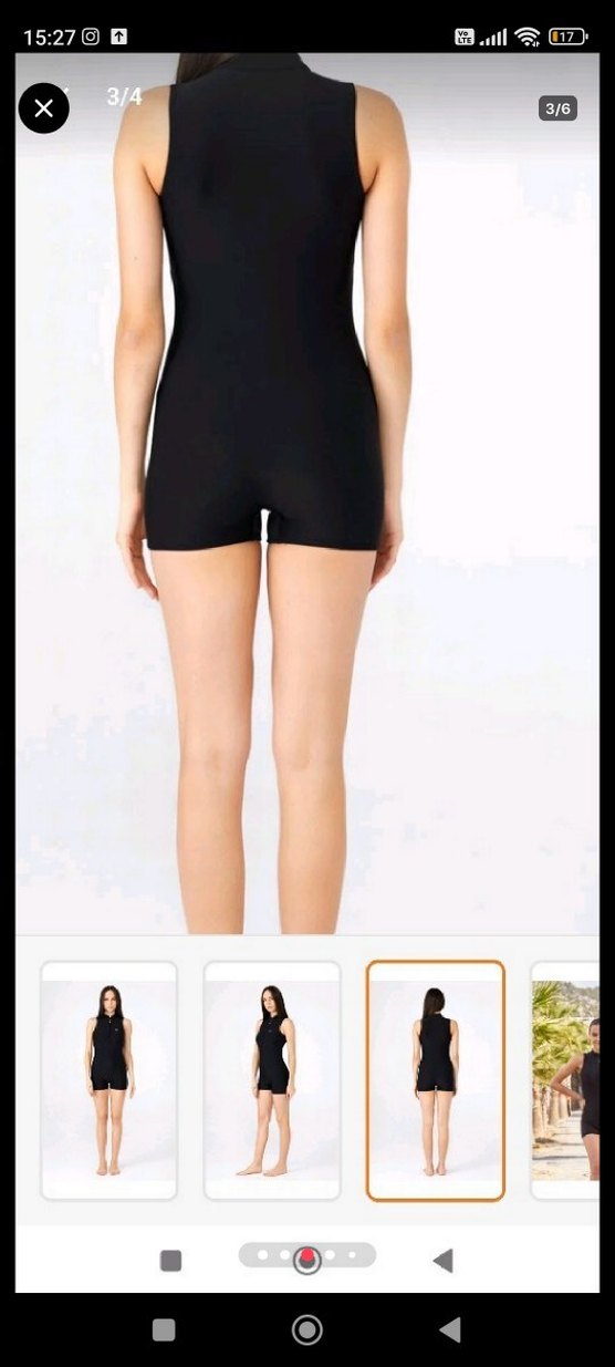 Siyah Yüksek Yakalı Kolsuz Kadın şortlu mayo - Görsel 3