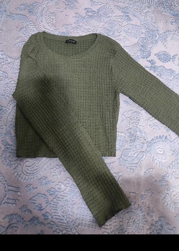 Kadın Haki Örgü Uzun Kollu Kazak - Görsel 2