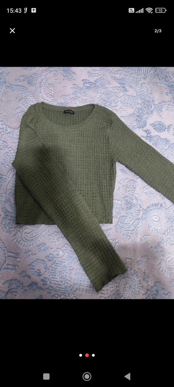 Kadın Haki Örgü Uzun Kollu Kazak - Görsel 2