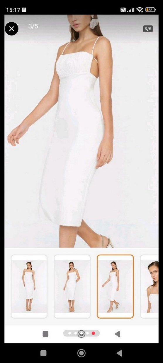 Uzun Beyaz Drapeli ince ip askılı Mezuniyet Elbisesi - Görsel 5