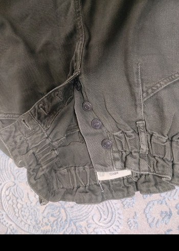 haki Kadın Bol Kesim Denim Pantolon - Görsel 2