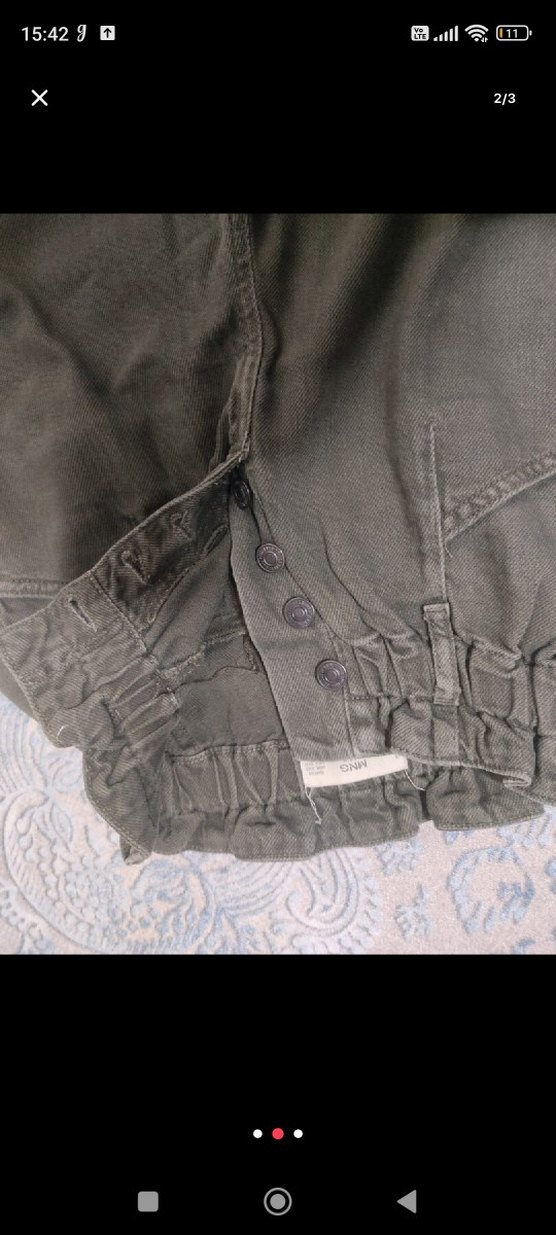 haki Kadın Bol Kesim Denim Pantolon - Görsel 2