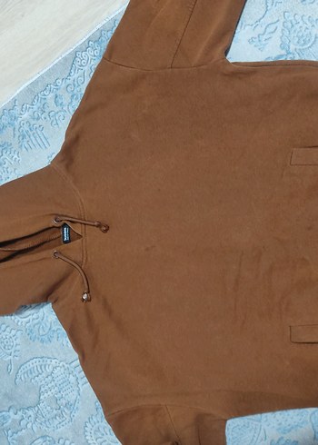 Kahverengi Kapüşonlu Süet Sweatshirt - Görsel 2