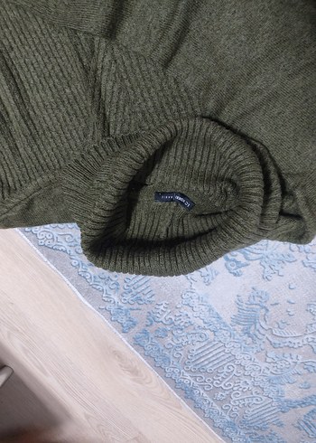 Kadın haki Boğazlı Triko Kazak - Görsel 3