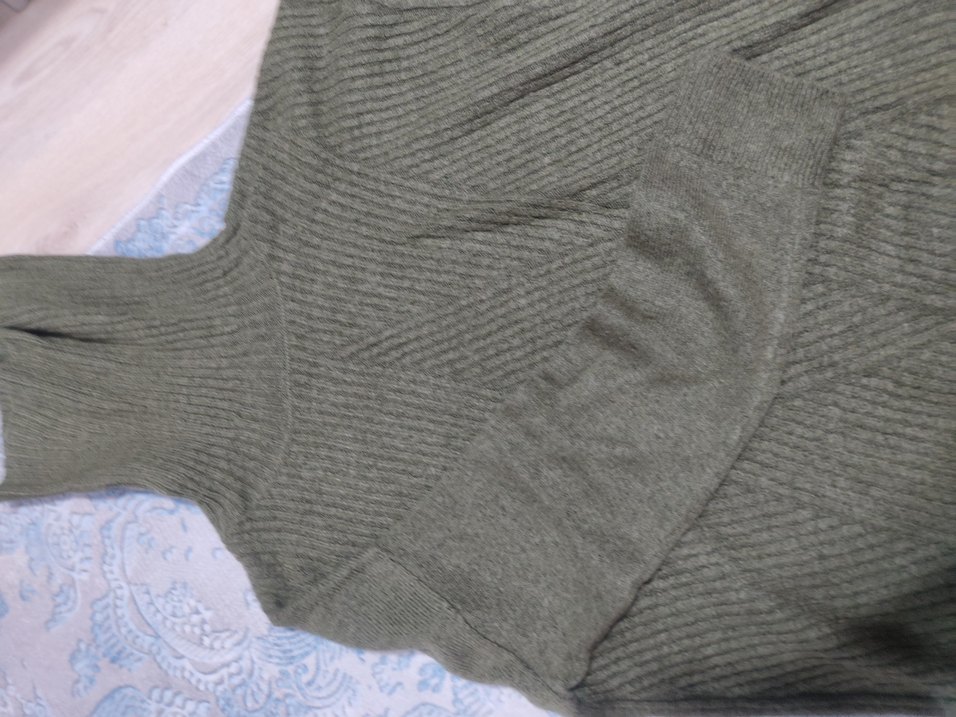 Kadın haki Boğazlı Triko Kazak - Görsel 2