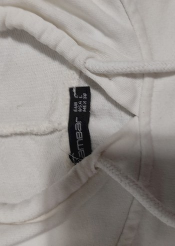 Beyaz Baskılı Kapüşonlu Sweatshirt - Görsel 3