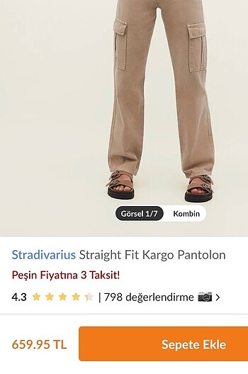 Stradivarius Straight fit kargo pantolon