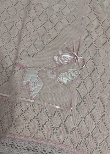 Pembe Örgü Bebek Battaniyesi 90x90 - Görsel 2