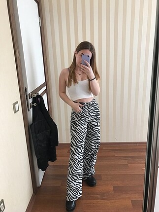 Zebra desen bol pantolon