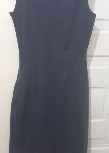 Lacivert V Yakalı Kolsuz Elbise - Görsel 2