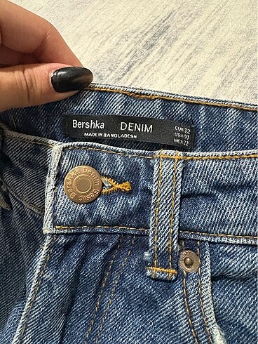 xs Beden lacivert Renk Bershka kot şort