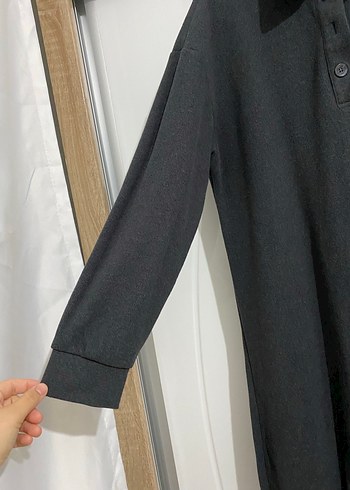 Gri Uzun Kollu Rahat Kesim Elbise - Görsel 3