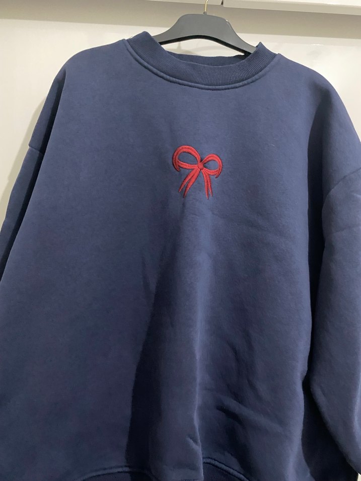 Kadın Lacivert Nakışlı Sweatshirt - Görsel 4