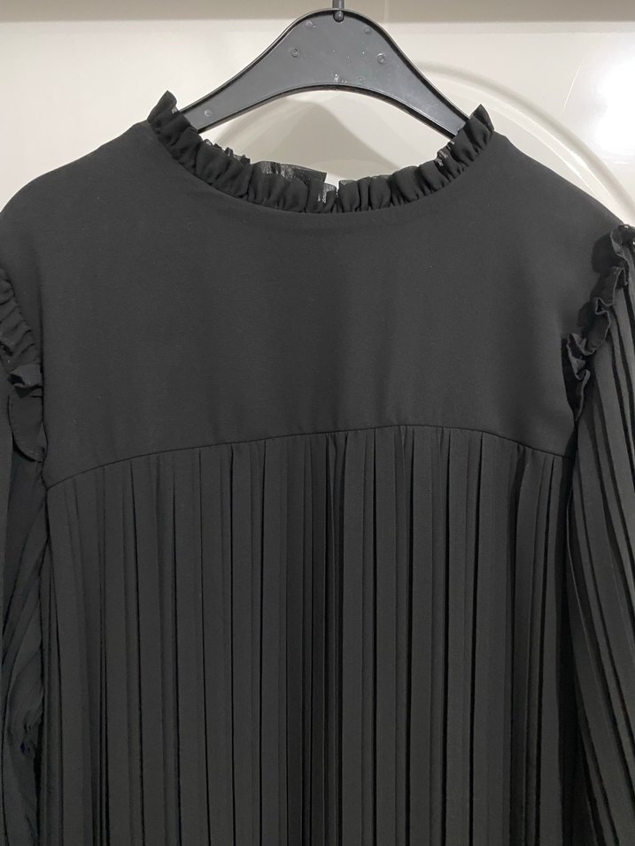 Siyah Piliseli Uzun Kadın Elbise - Görsel 4