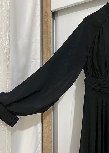 Siyah Uzun Drapeli Kadın Elbise /Abiye - Görsel 4