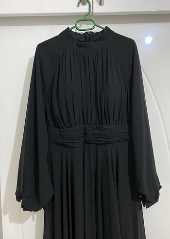 Siyah Uzun Drapeli Kadın Elbise /Abiye - Görsel 2