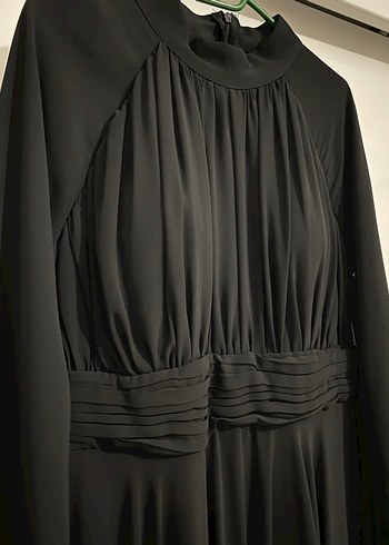 Siyah Uzun Drapeli Kadın Elbise /Abiye - Görsel 3