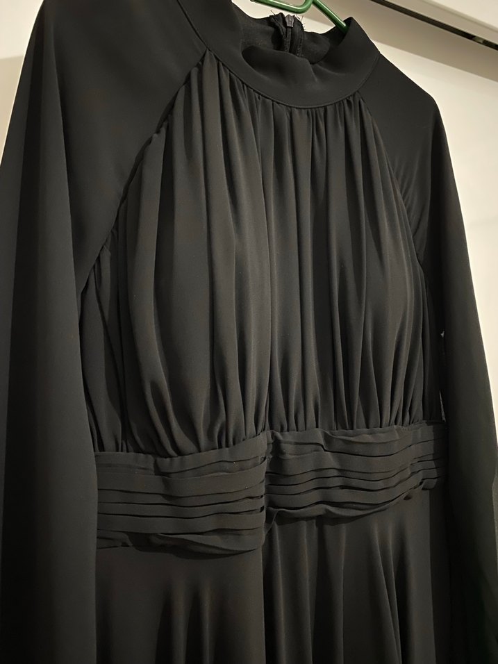 Siyah Uzun Drapeli Kadın Elbise /Abiye - Görsel 3