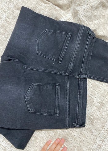 Gri Kadın Kot Pantolon, Regular Fit, Kürklü Detaylı - Görsel 5