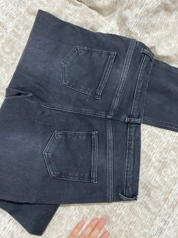 Gri Kadın Kot Pantolon, Regular Fit, Kürklü Detaylı - Görsel 5