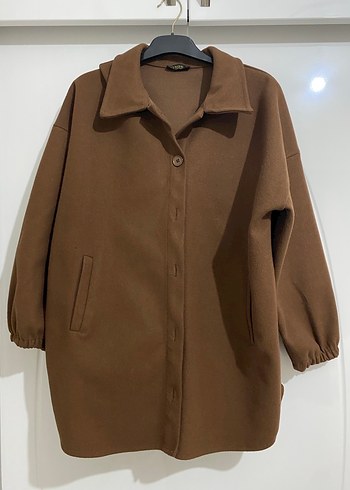 Düğmeli Kahverengi Midi Kadın Kaban ceket - Görsel 6