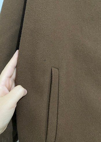 Düğmeli Kahverengi Midi Kadın Kaban ceket - Görsel 5