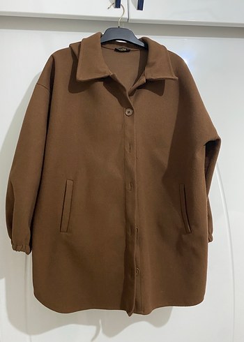 Düğmeli Kahverengi Midi Kadın Kaban ceket - Görsel 2