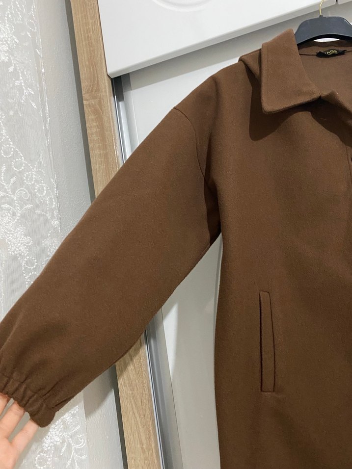 Düğmeli Kahverengi Midi Kadın Kaban ceket - Görsel 3