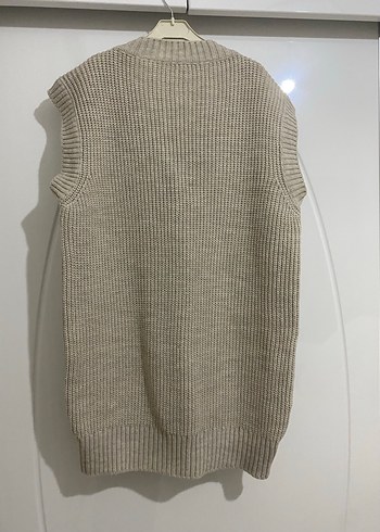 Bej V Yaka Örgü Kadın Süveter - Görsel 6