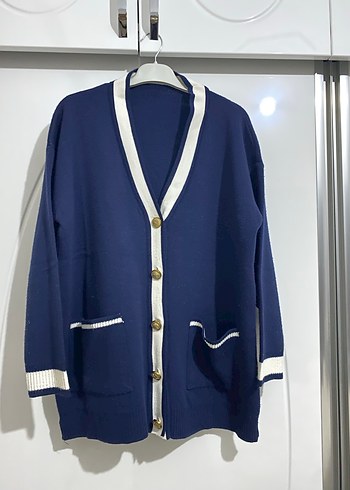 Düğmeli Lacivert Kadın Hırka - Görsel 2